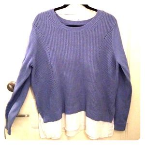 Blue sweater with attached shirt bottom